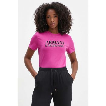 Armani Exchange tricou din bumbac femei, culoarea roz, XW000060 AF10354