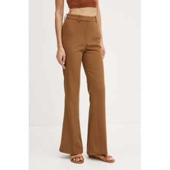 Bardot pantaloni HALIFAX femei, culoarea maro, evazati, high waist, 58902PB