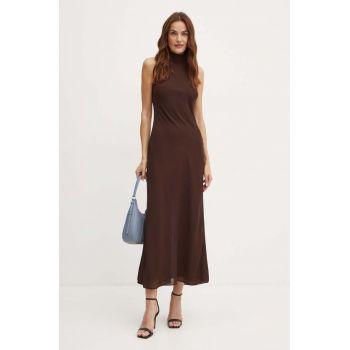 Bardot rochie OLA culoarea maro, maxi, mulata, 59406DB