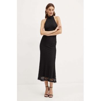 Bardot rochie OLA culoarea negru, maxi, mulata, 59403DB