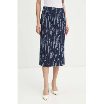 Bruuns Bazaar fustă din denim IxoraBBTanella skirt culoarea bleumarin, midi, dreaptă, BBW4120