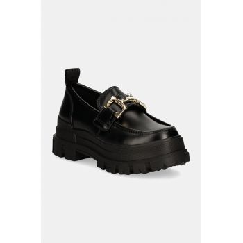 Buffalo mocasini Aspha Loafer Chain Nc femei, culoarea negru, cu toc plat, 1624065-BLK