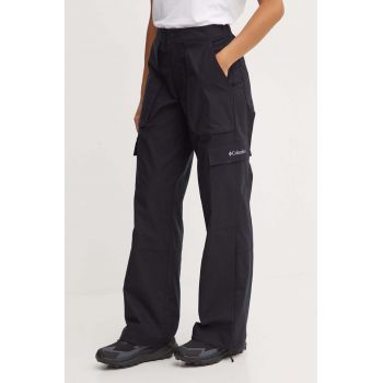 Columbia pantaloni Brea Falls femei, culoarea negru, lat, high waist, 2086041