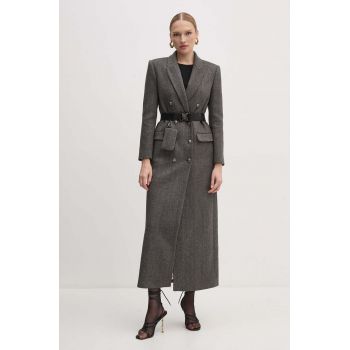 Elisabetta Franchi palton femei, culoarea gri, de tranzitie, CP00246E2