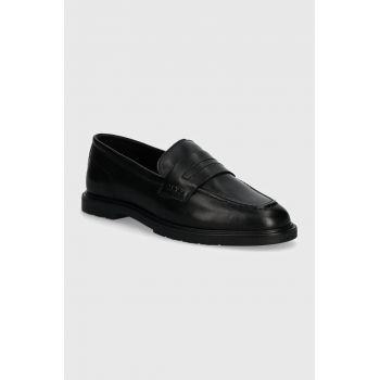 Marc O'Polo mocasini de piele femei, culoarea negru, cu toc plat, 40718193201100 OO2M3025