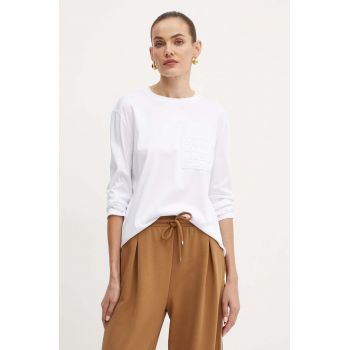 Max Mara Leisure longsleeve femei, culoarea alb, 2426946088600