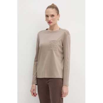 Max Mara Leisure longsleeve femei, culoarea bej, 2426946088600