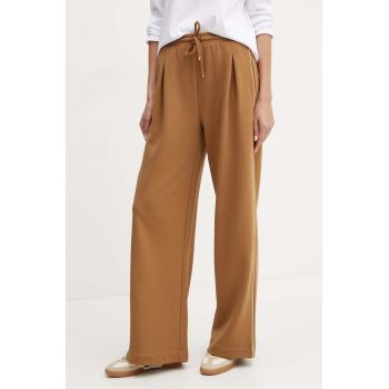 Max Mara Leisure pantaloni de trening culoarea maro, neted, 2426786068600