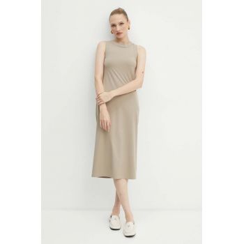 Max Mara Leisure rochie culoarea bej, midi, mulata, 2426626027600