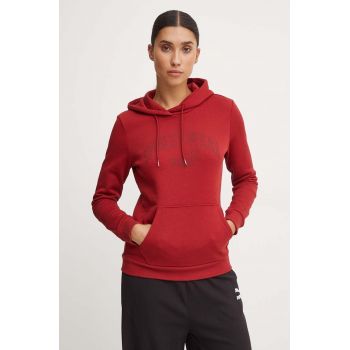 Puma bluza femei, culoarea rosu, cu glugă, cu imprimeu, 682987