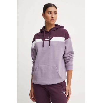 Puma bluza femei, culoarea violet, cu glugă, modelator, 681647