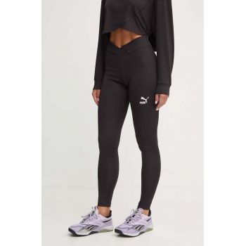 Puma leggins de antrenament Classics culoarea negru, neted, 626578