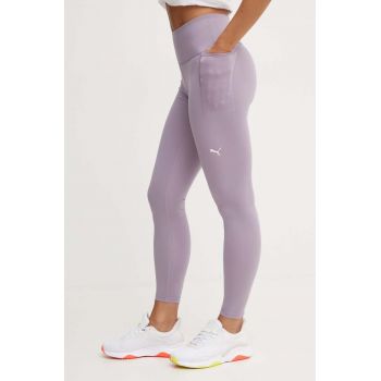 Puma leggins de antrenament Cloudspun Soft culoarea violet, neted, 525771