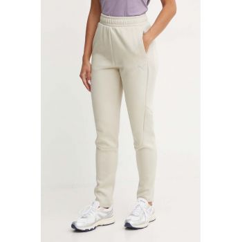 Puma pantaloni de trening culoarea gri, neted, 681672