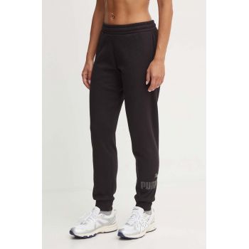 Puma pantaloni de trening culoarea negru, cu imprimeu, 681496