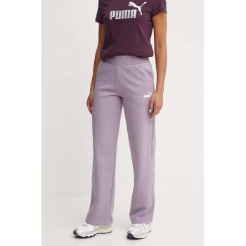 Puma pantaloni de trening culoarea violet, neted, 676093