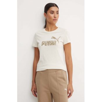 Puma tricou din bumbac femei, culoarea bej, 681490