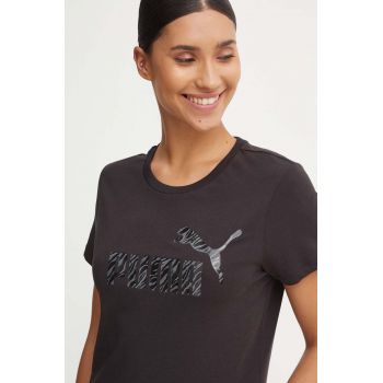 Puma tricou din bumbac femei, culoarea negru, 681490