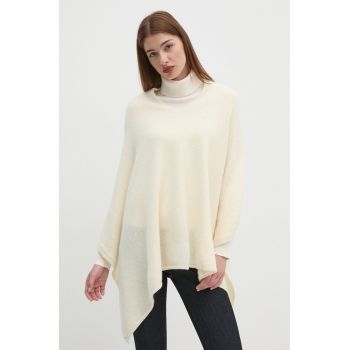 United Colors of Benetton poncho de lana culoarea bej, 103MDU004