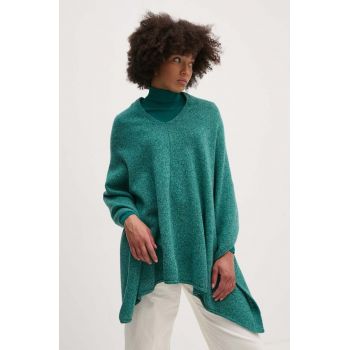 United Colors of Benetton poncho de lana culoarea verde, 103MDU004