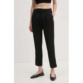 Weekend Max Mara pantaloni de lana culoarea negru, drept, high waist, 2425136132600