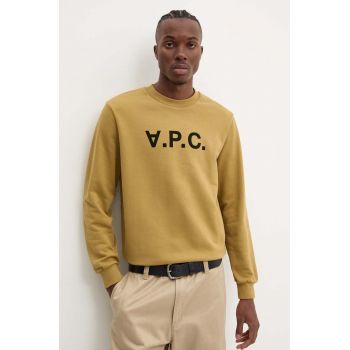 A.P.C. hanorac de bumbac sweat standard grand vpc GOTS culoarea verde, cu imprimeu, COHBN.M27907