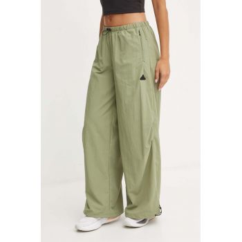 adidas pantaloni City Escape femei, culoarea verde, neted, IW5205