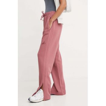 adidas pantaloni de trening din bumbac All SZN culoarea roz, neted, IY6856