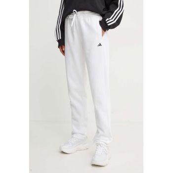 adidas pantaloni de trening Essentials culoarea alb, neted, IW8182