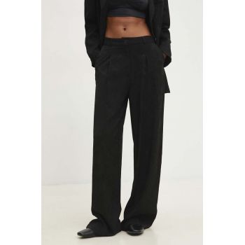 Answear Lab pantaloni femei, culoarea negru, drept, high waist