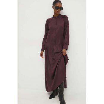 Answear Lab rochie culoarea bordo, midi, drept