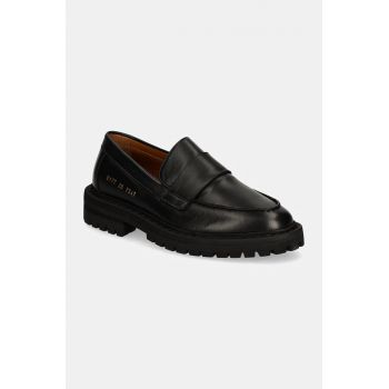 Common Projects mocasini de piele Chunky Loafer femei, culoarea negru, cu platforma, 6177