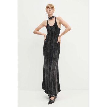 Diesel rochie de catifea D-VOG culoarea negru, maxi, mulata, A15003.0AJCP