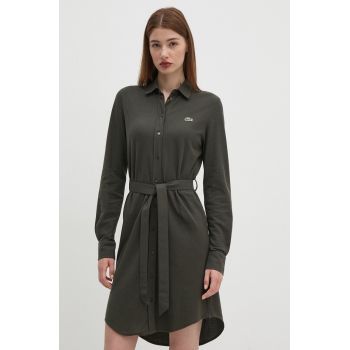 Lacoste rochie din bumbac culoarea verde, mini, drept, EF3263