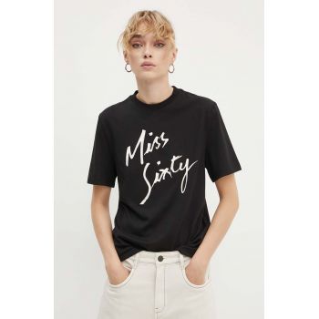 Miss Sixty tricou din amestec de mătase culoarea negru, 6L3SJ3780000