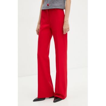 MSGM pantaloni femei, culoarea rosu, lat, high waist, 3741MDP01.247621