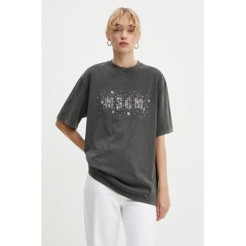 MSGM tricou din bumbac femei, culoarea gri, 3741MDM119.247586