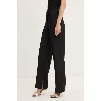 Remain pantaloni din lana Slim Suiting Pants culoarea negru, drept, high waist, 501907100