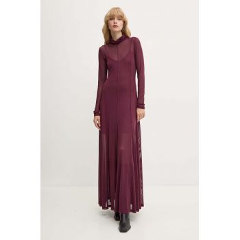 Remain rochie Maxi Mesh Dress culoarea bordo, maxi, evazati, 5019472694