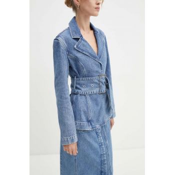 Stine Goya jacheta denim un singur rand de nasturi, neted, J001-2251