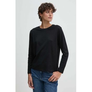 United Colors of Benetton longsleeve din bumbac culoarea negru, 3BVXD107Y