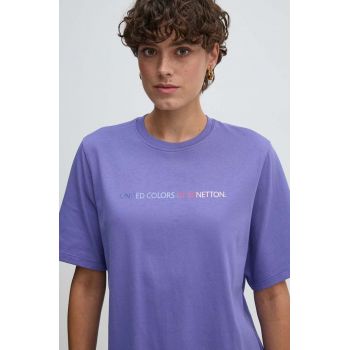 United Colors of Benetton tricou din bumbac femei, culoarea violet, 3BL0D1081