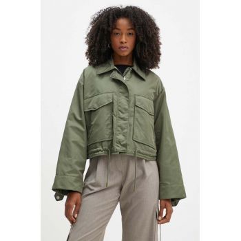 Weekend Max Mara geaca cu doua fete femei, culoarea verde, de tranzitie, oversize, 2425486031600