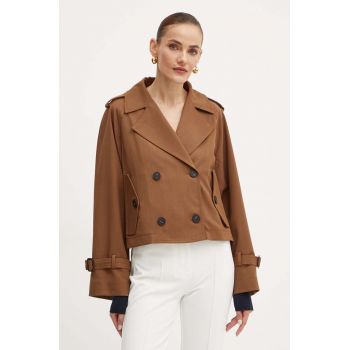 Weekend Max Mara geaca din amestec de lana culoarea maro, de tranzitie, oversize, 2425026011600