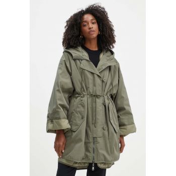 Weekend Max Mara parka reversibilă culoarea verde, de tranzitie, oversize, 2425026051600