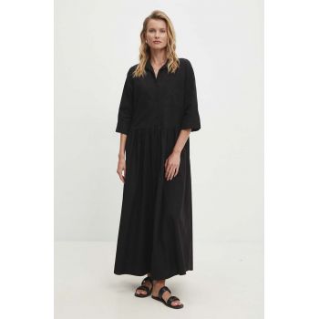 Answear Lab rochie din bumbac culoarea negru, maxi, evazati