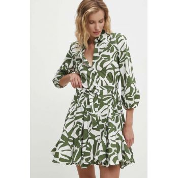 Answear Lab rochie din bumbac culoarea verde, mini, evazati