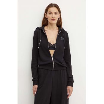 Armani Exchange bluza femei, culoarea negru, cu glugă, cu imprimeu, XW000082 AF10172