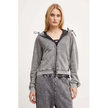 Diesel bluza AWST-ABIRA-HT44 femei, culoarea gri, cu glugă, modelator, A15439.0BNDC