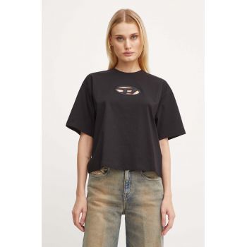 Diesel tricou din bumbac T-BUXT-CROP-OD femei, culoarea negru, A15096.0NIAX